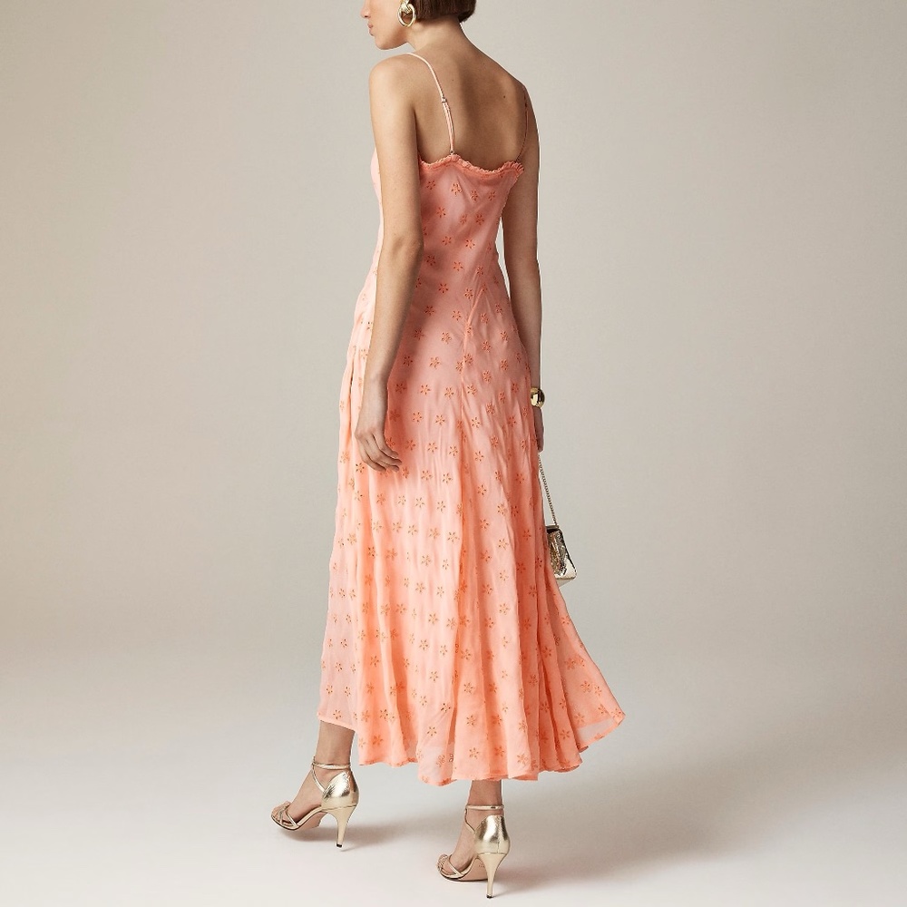 NWT!! J. CREW Collection Eyelet Maxi Slip Dress Blushed Peach Pink Fairy Size 6 - Picture 8 of 16